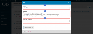 OJS 3.x workflow settings edit components